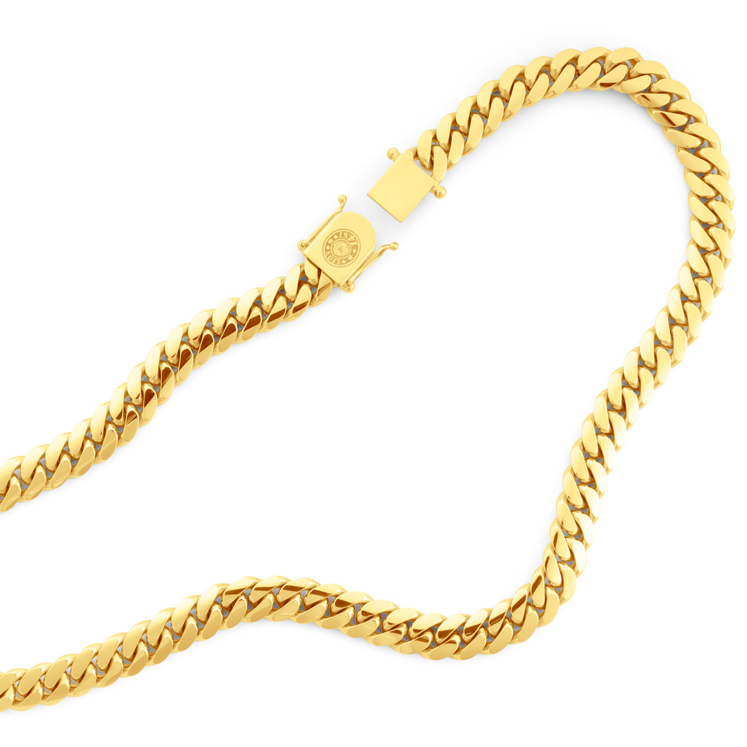 14k Yellow Gold Miami Cuban Link Chain 13 mm