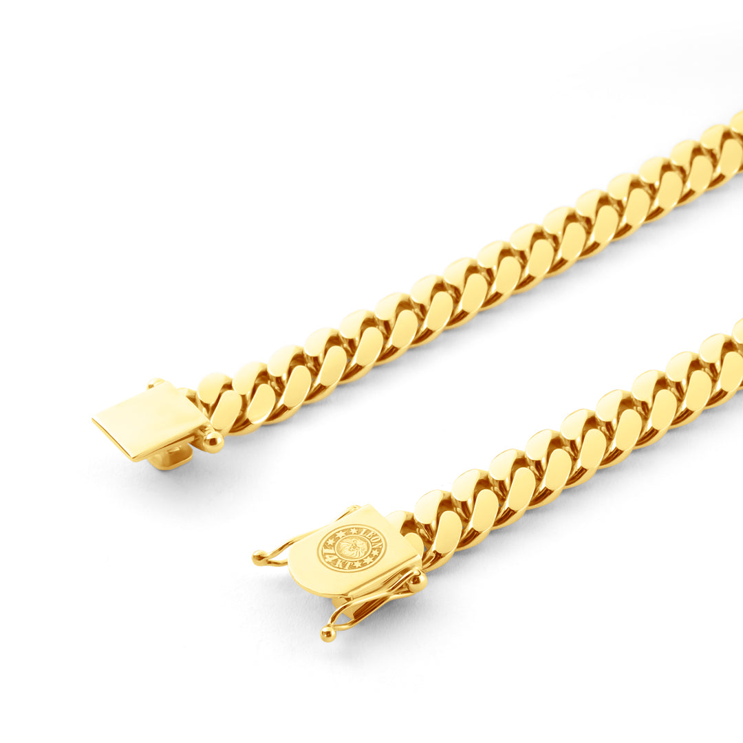 14k Yellow Gold Miami Cuban Link Chain 13 mm
