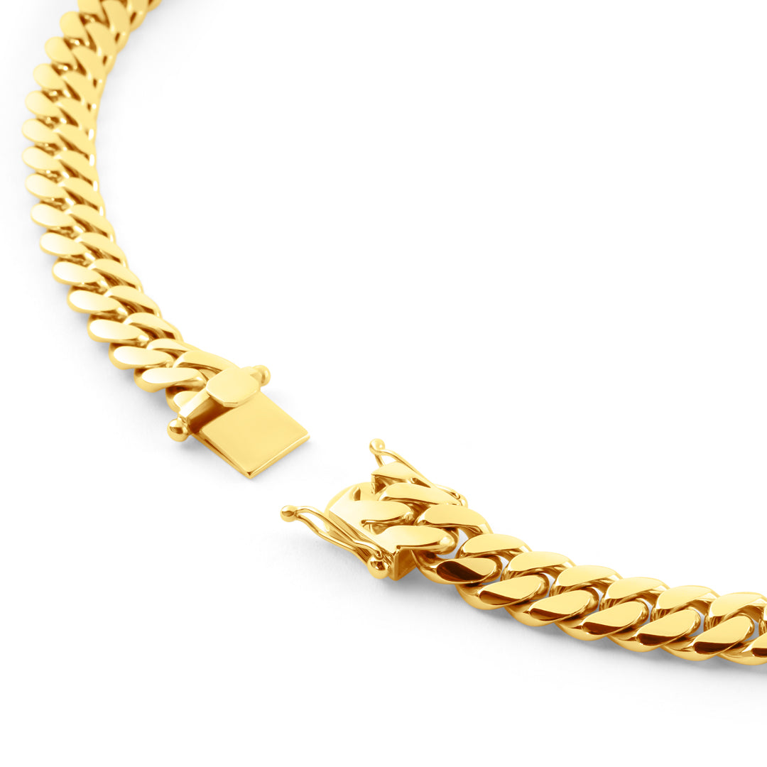 14k Yellow Gold Miami Cuban Link Chain 13 mm
