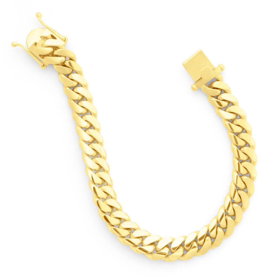 14k Yellow Gold Miami Cuban Link Bracelet 10 mm