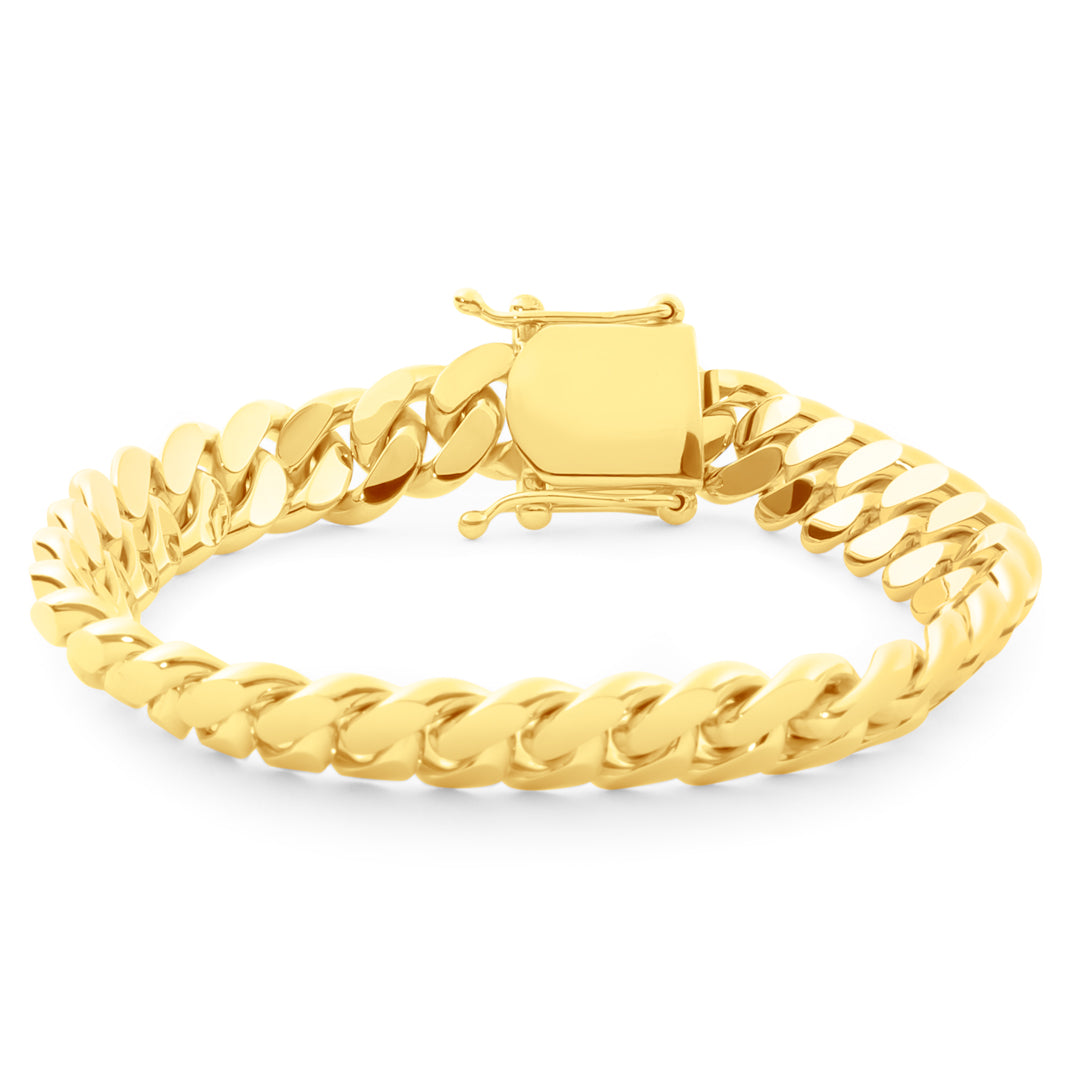 14k Yellow Gold Miami Cuban Link Bracelet 10 mm