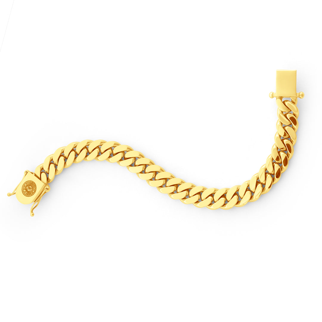 14k Yellow Gold Miami Cuban Link Bracelet 12 mm