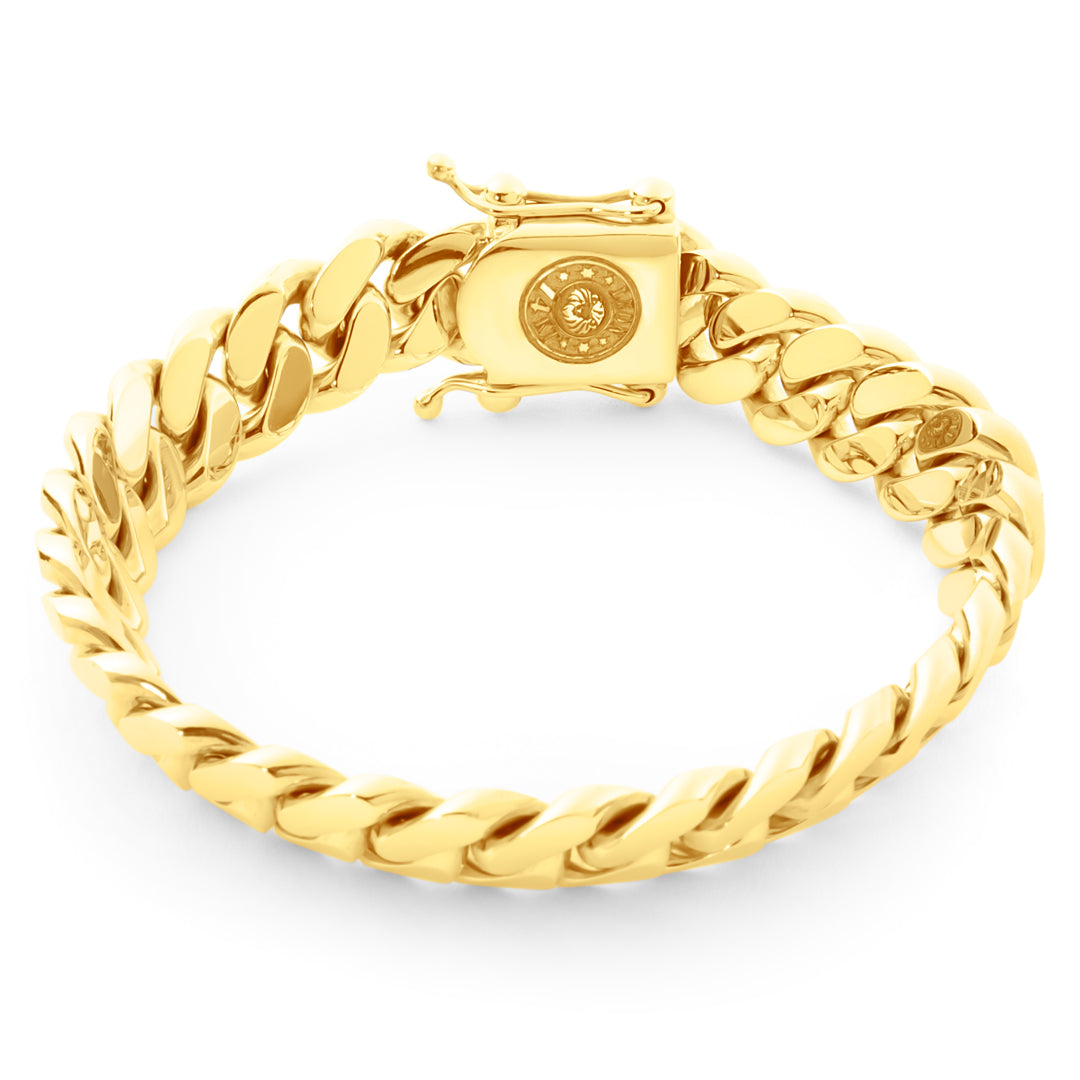 14k Yellow Gold Miami Cuban Link Bracelet 12 mm