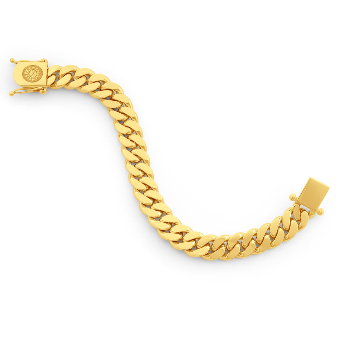 14k Yellow Gold Miami Cuban Link Bracelet 13 mm