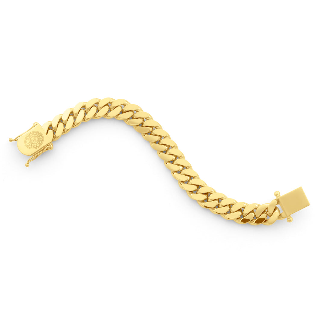 14k Yellow Gold Miami Cuban Link Bracelet 14 mm