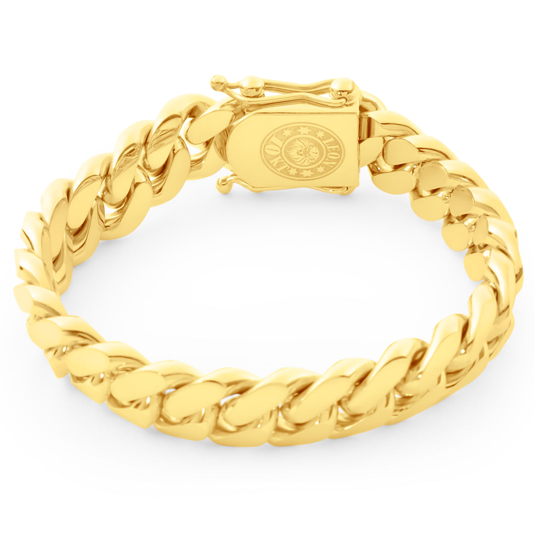 14k Yellow Gold Miami Cuban Link Bracelet 14 mm