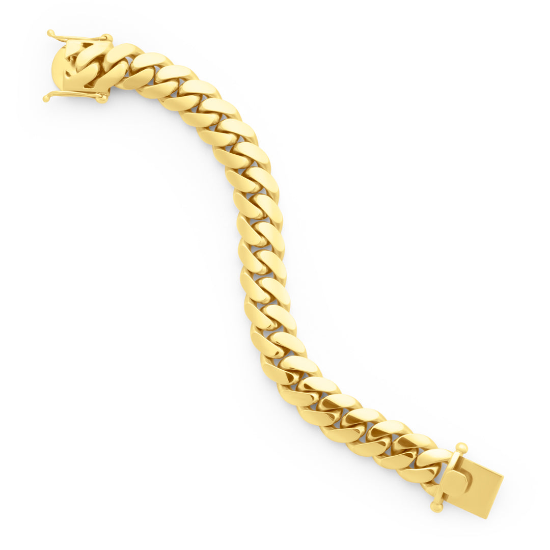 14k Yellow Gold Miami Cuban Link Bracelet 15 mm