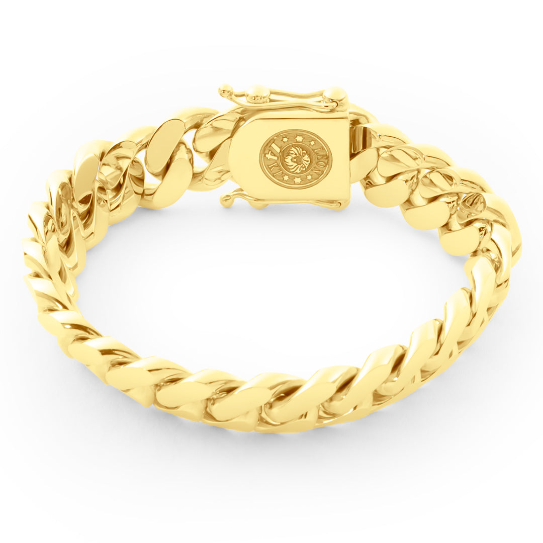 14k Yellow Gold Miami Cuban Link Bracelet 15 mm