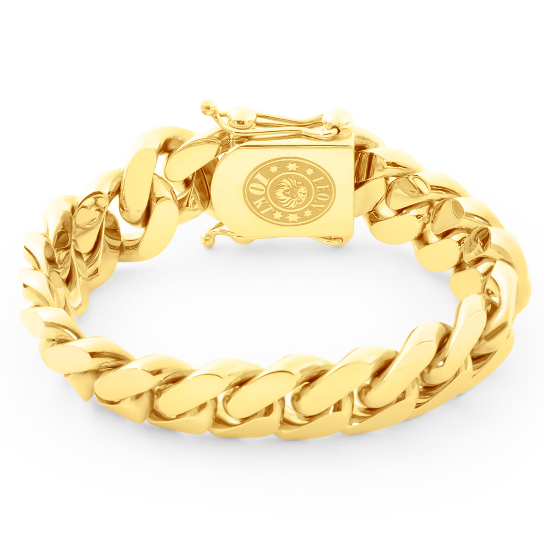 14k Yellow Gold Miami Cuban Link Bracelet 16 mm