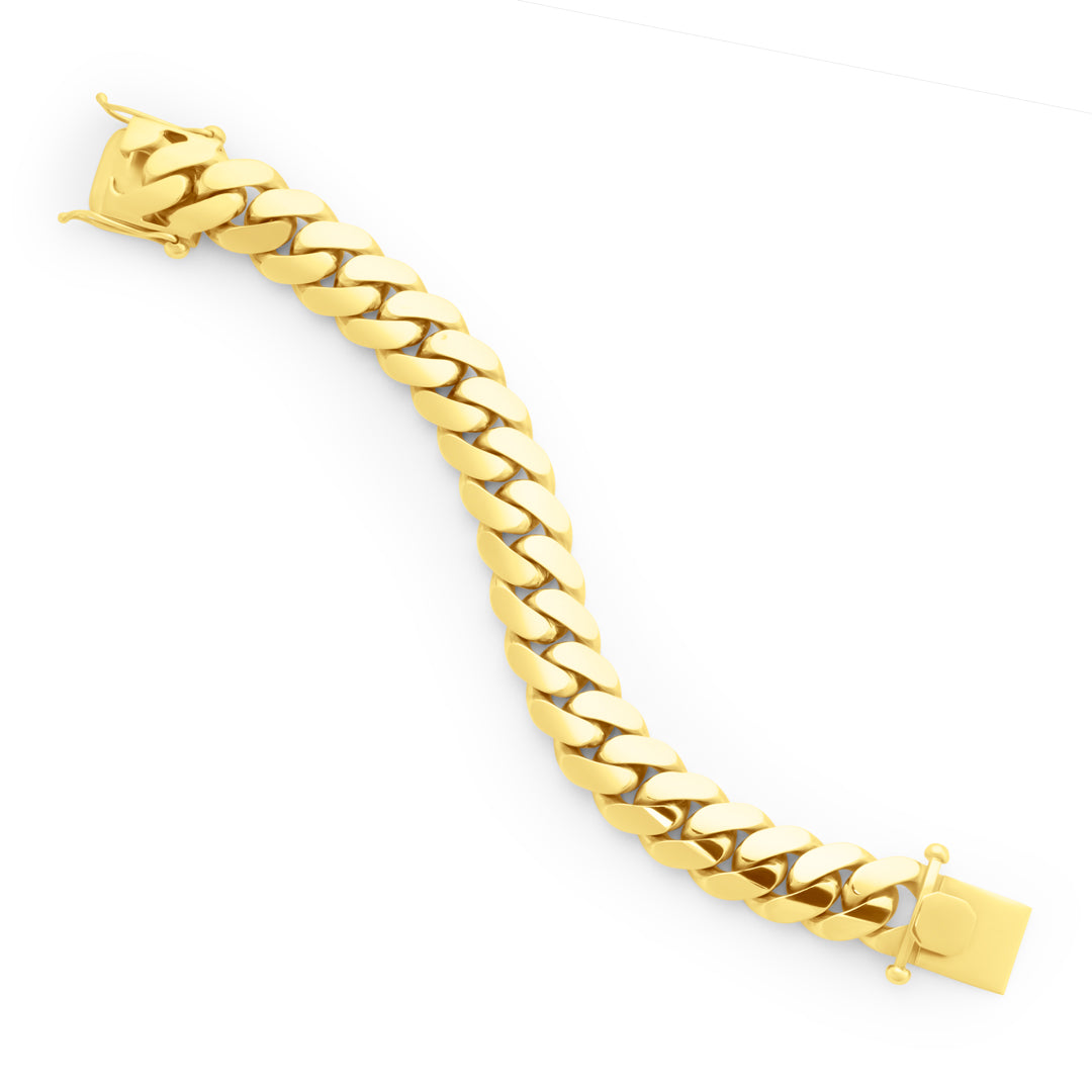 14k Yellow Gold Miami Cuban Link Bracelet 17 mm