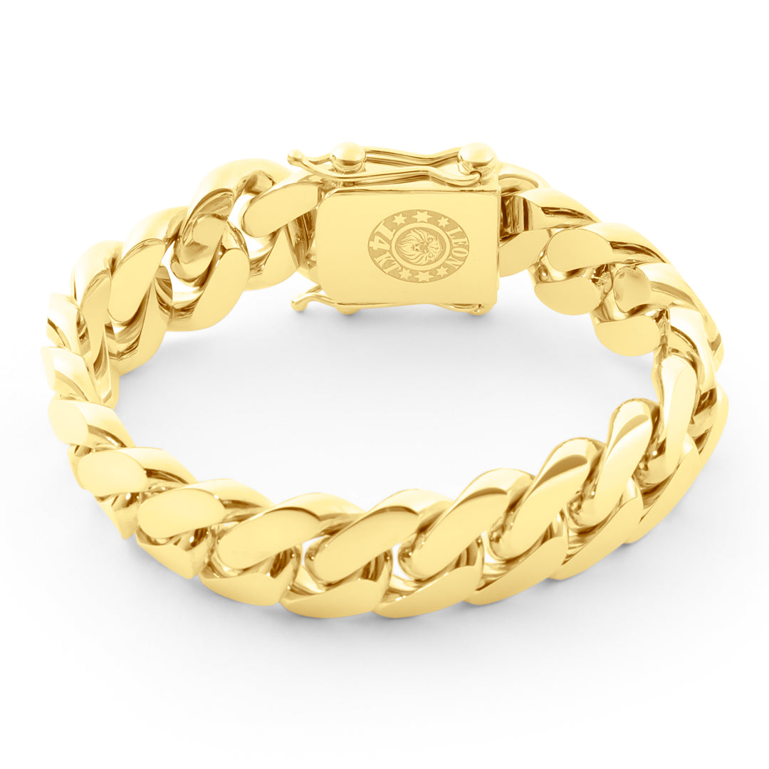 14k Yellow Gold Miami Cuban Link Bracelet 17 mm