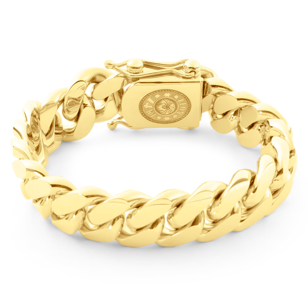 14k Yellow Gold Miami Cuban Link Bracelet 18 mm