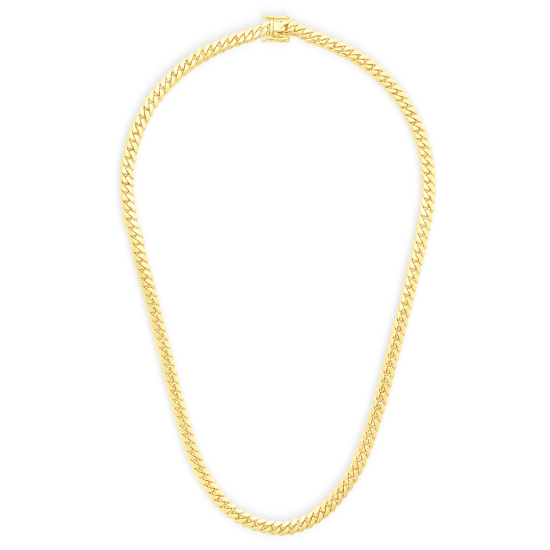 14k Yellow Gold Miami Cuban Link Chain 7 mm