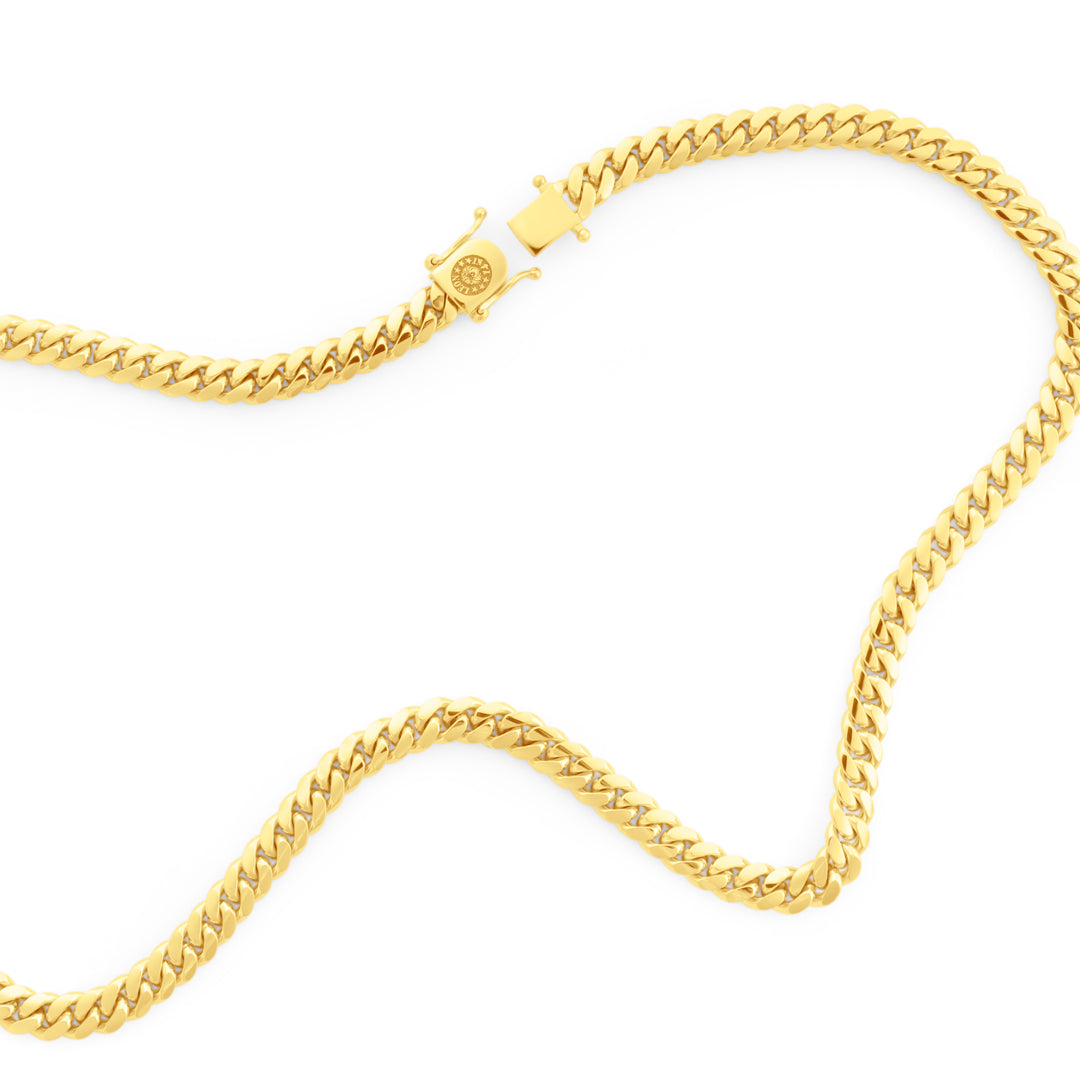 14k Yellow Gold Miami Cuban Link Chain 7 mm