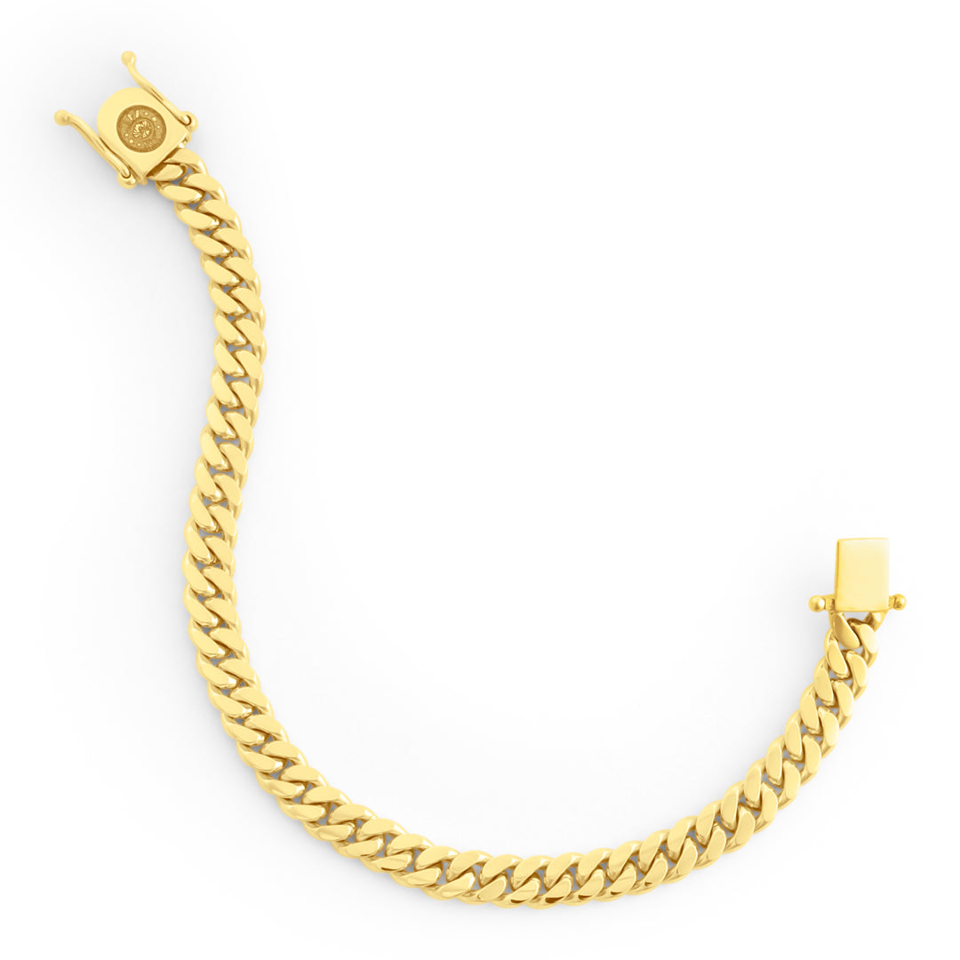 14k Yellow Gold Miami Cuban Link Bracelet 7 mm