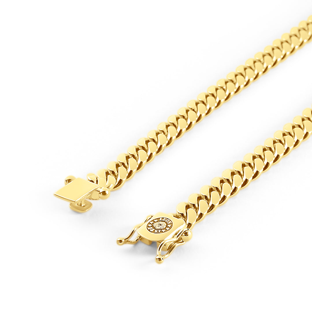 14k Yellow Gold Miami Cuban Link Chain 8 mm