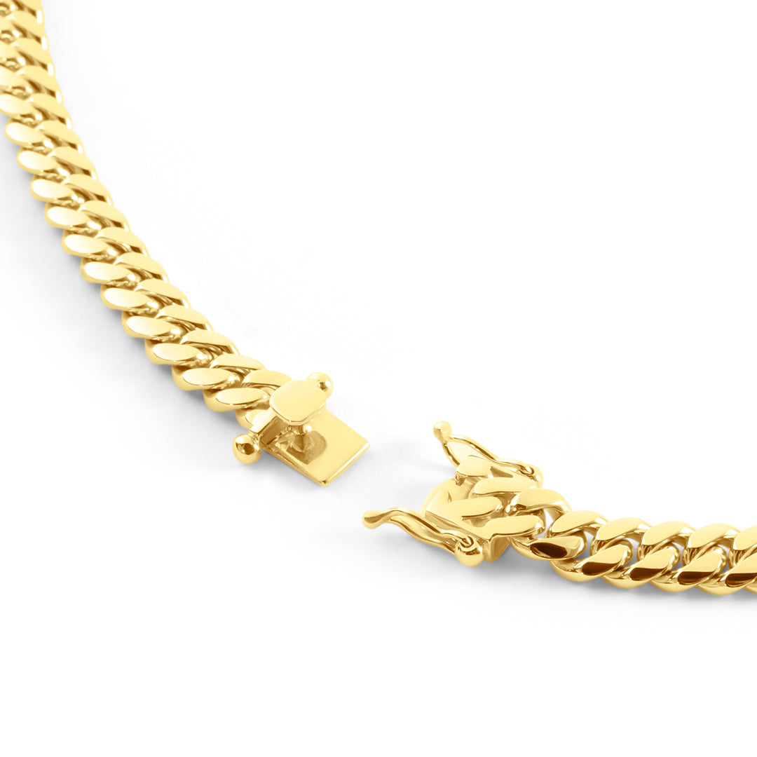 14k Yellow Gold Miami Cuban Link Chain 8 mm