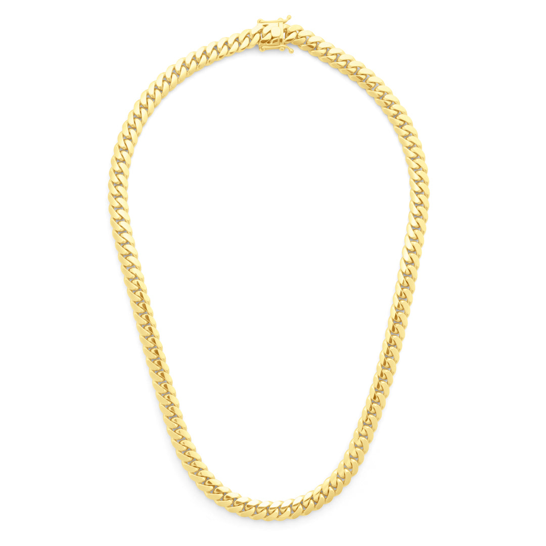 14k Yellow Gold Miami Cuban Link Chain 9 mm