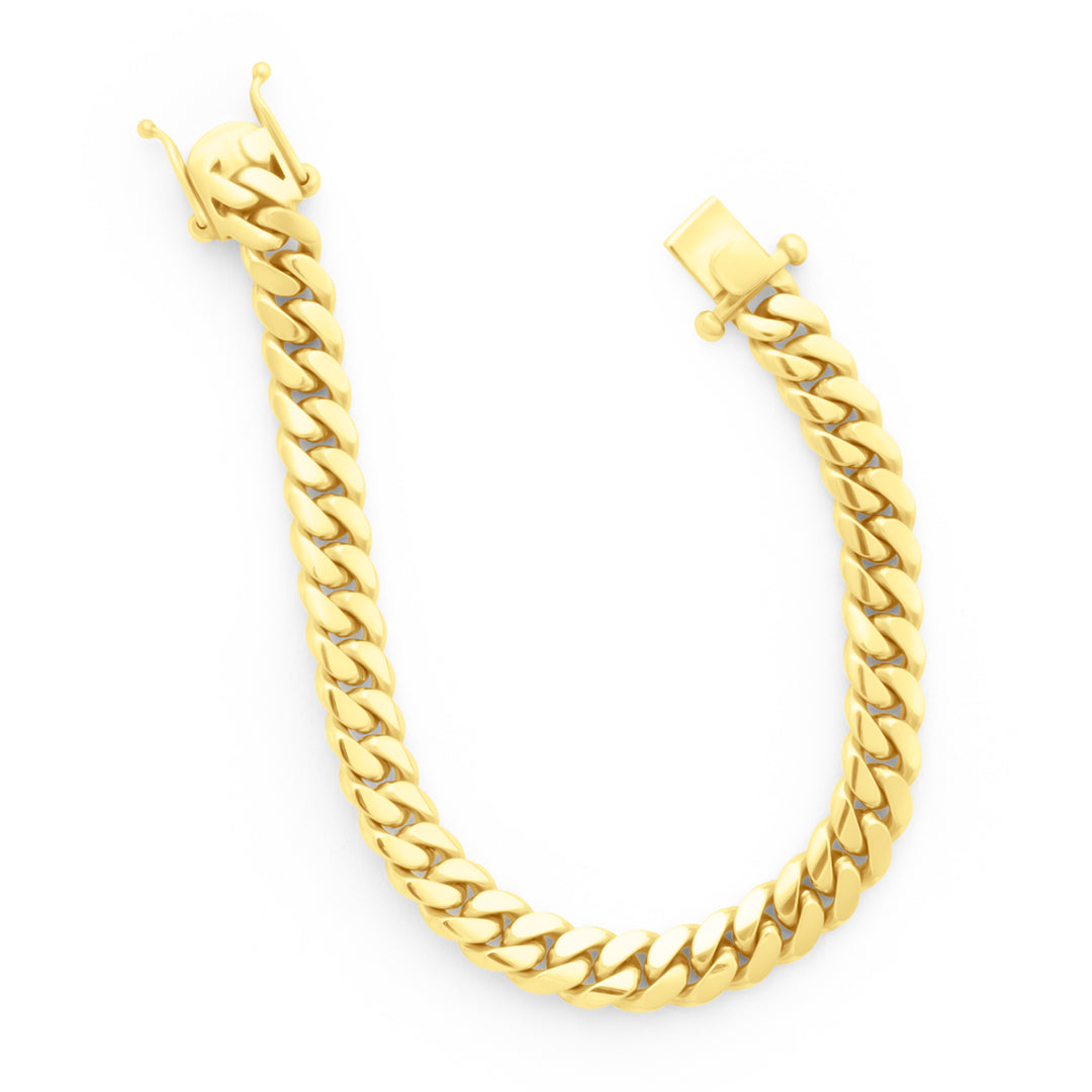 14k Yellow Gold Miami Cuban Link Bracelet 9 mm