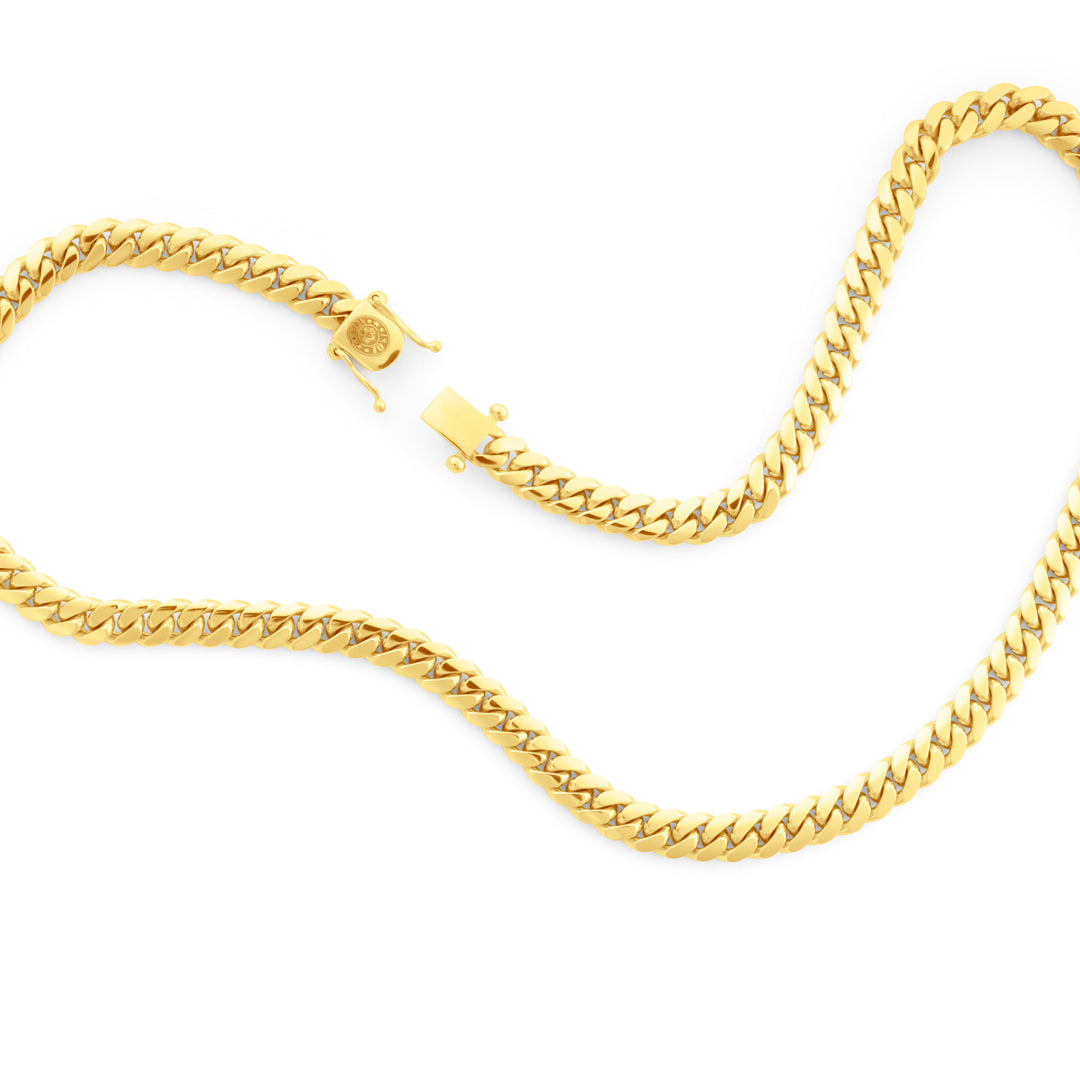 14k Yellow Gold Miami Cuban Link Chain 9 mm