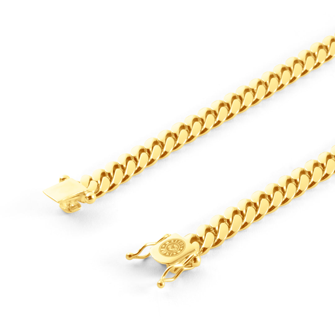 14k Yellow Gold Miami Cuban Link Chain 9 mm