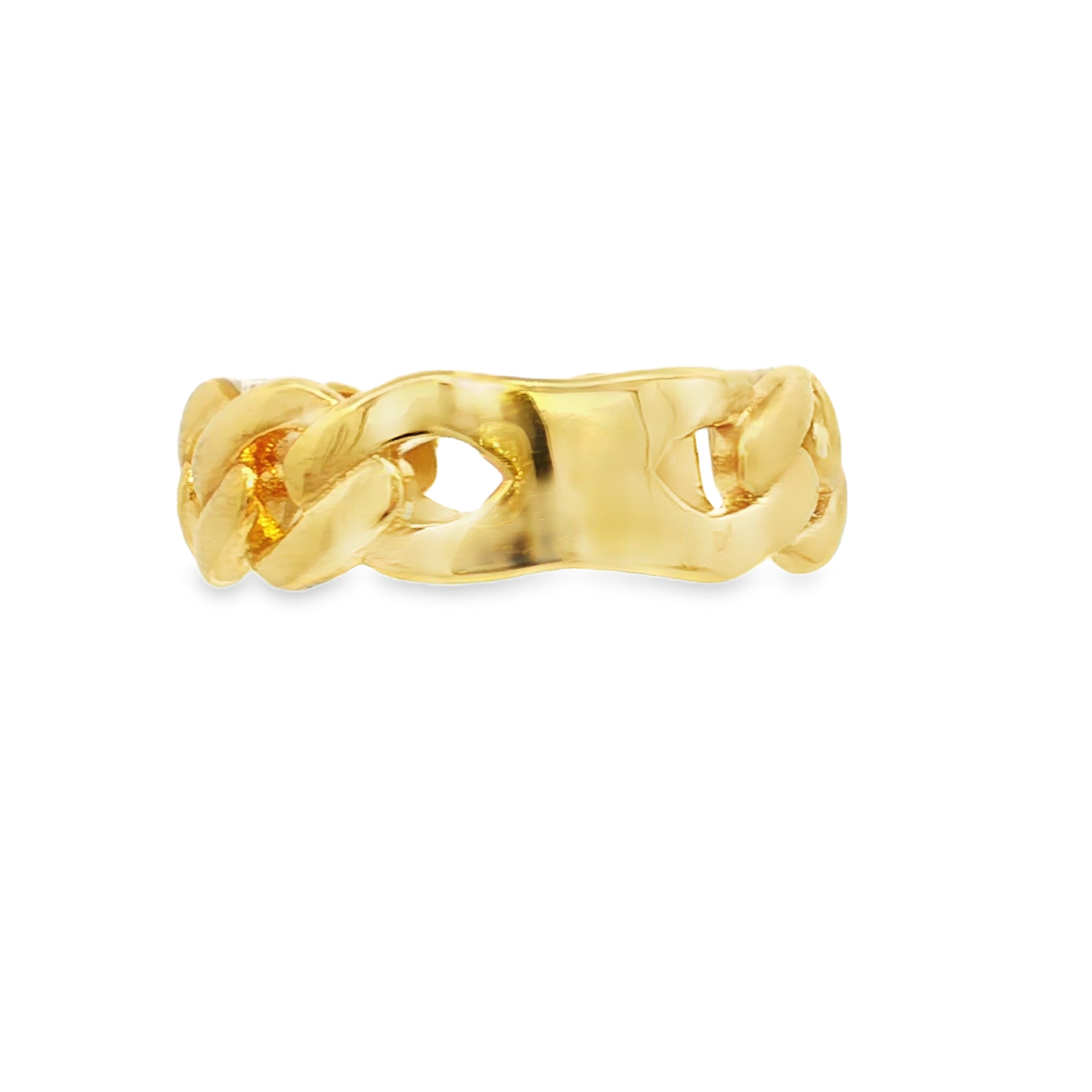 10K Yellow Gold Cuban Link Ring 7 mm