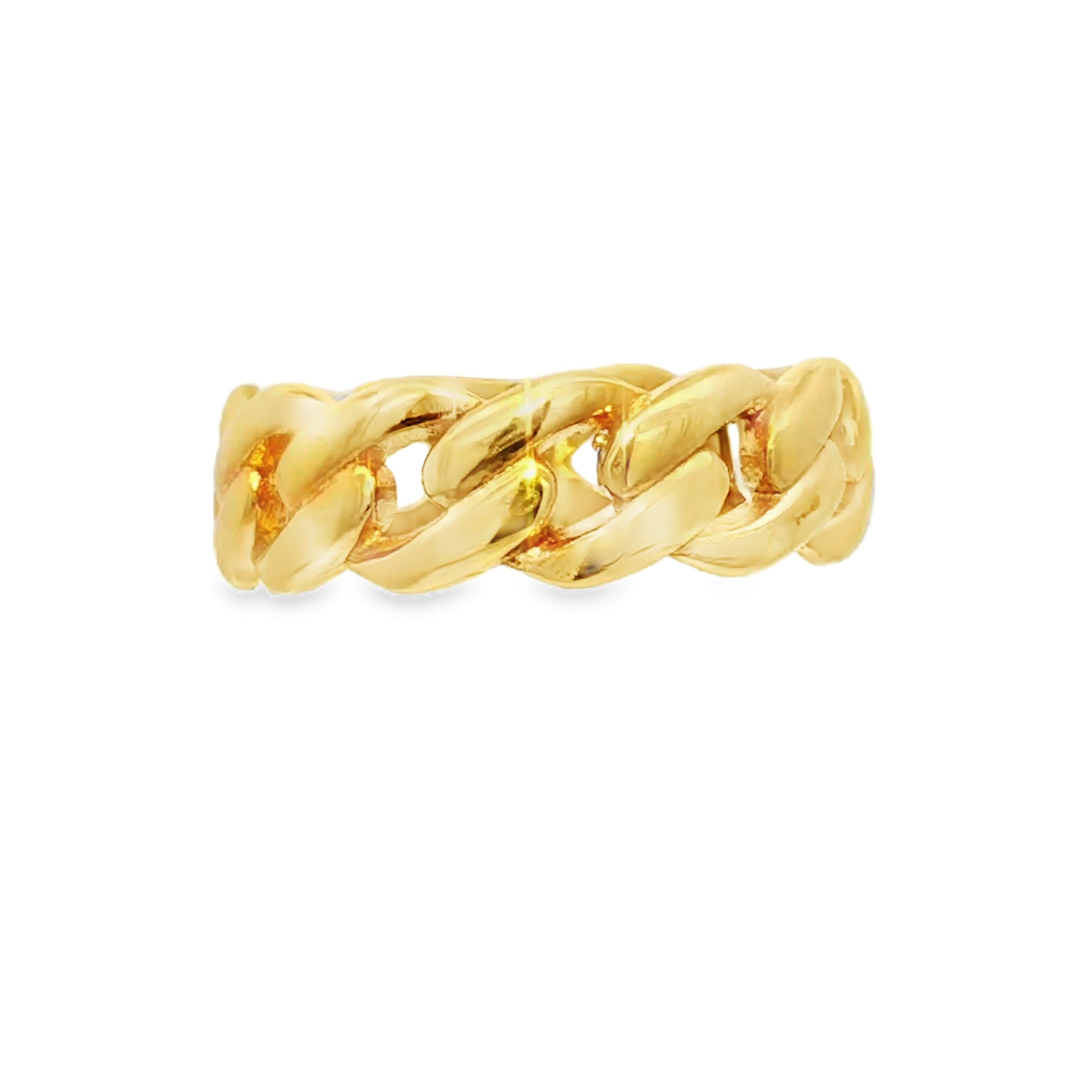 10K Yellow Gold Cuban Link Ring 7 mm