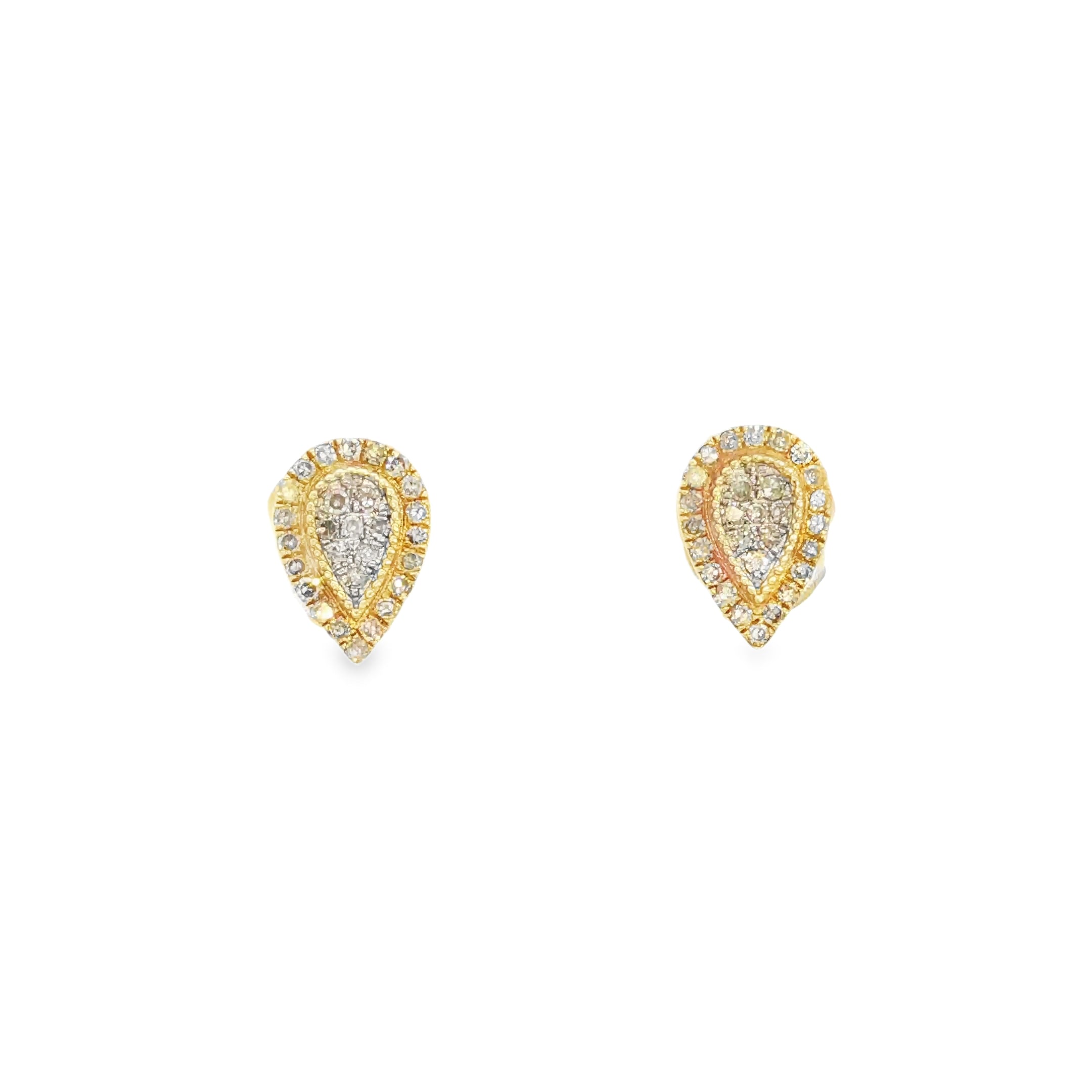 14K Yellow Gold Diamond Pear-Shaped Earrings – 0.24 CT