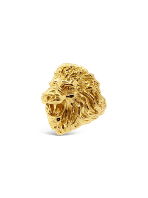 Ruby Lion Head Ring in 14k Yellow Gold