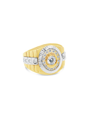 Men's Cubic Zirconia Rectangular Anniversary Ring in 14k Two-Tone Gold