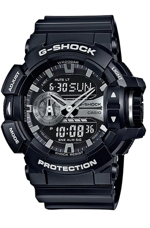 Casio Men's G-Shock GA400GB-1A Black and Silver-Tone Dial Resin Quartz Watch