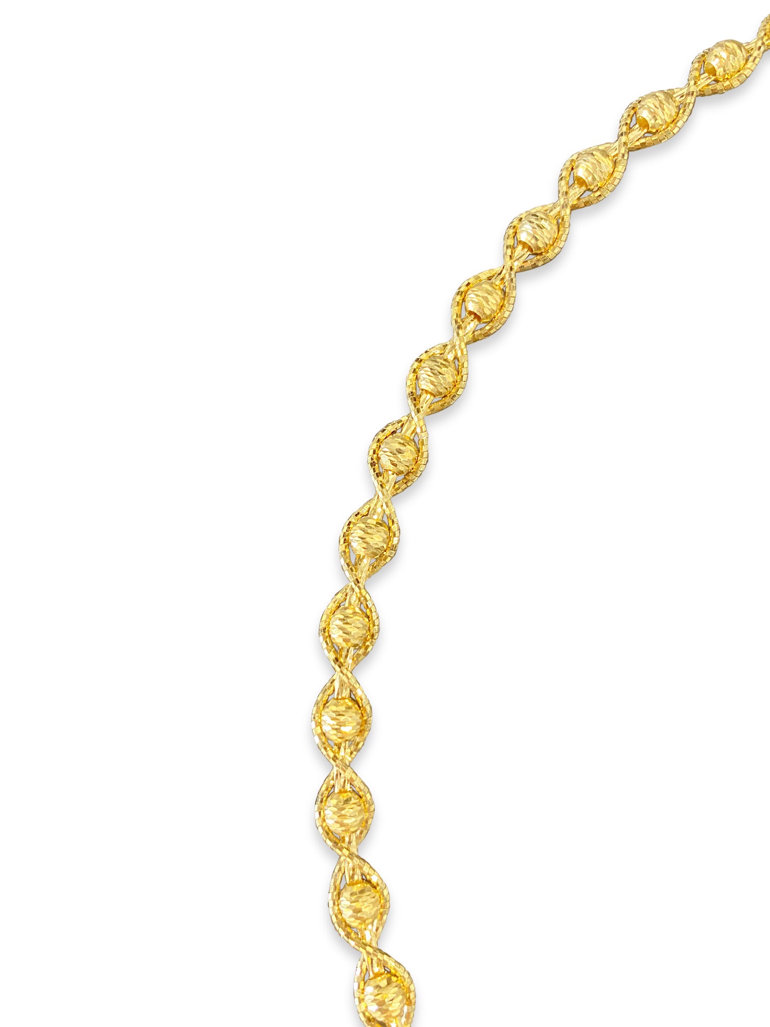 14k Yellow Gold Italian Beaded Twist Necklace