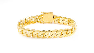 14k Yellow Gold Miami Cuban Link Bracelet 9" 13mm