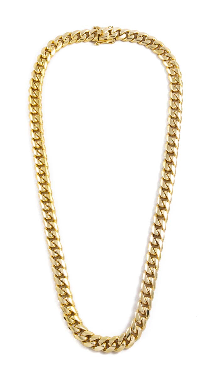 Engraved Italy 18k Gold Filled Miami Cu Ban 26” 12mm Heavy Chain