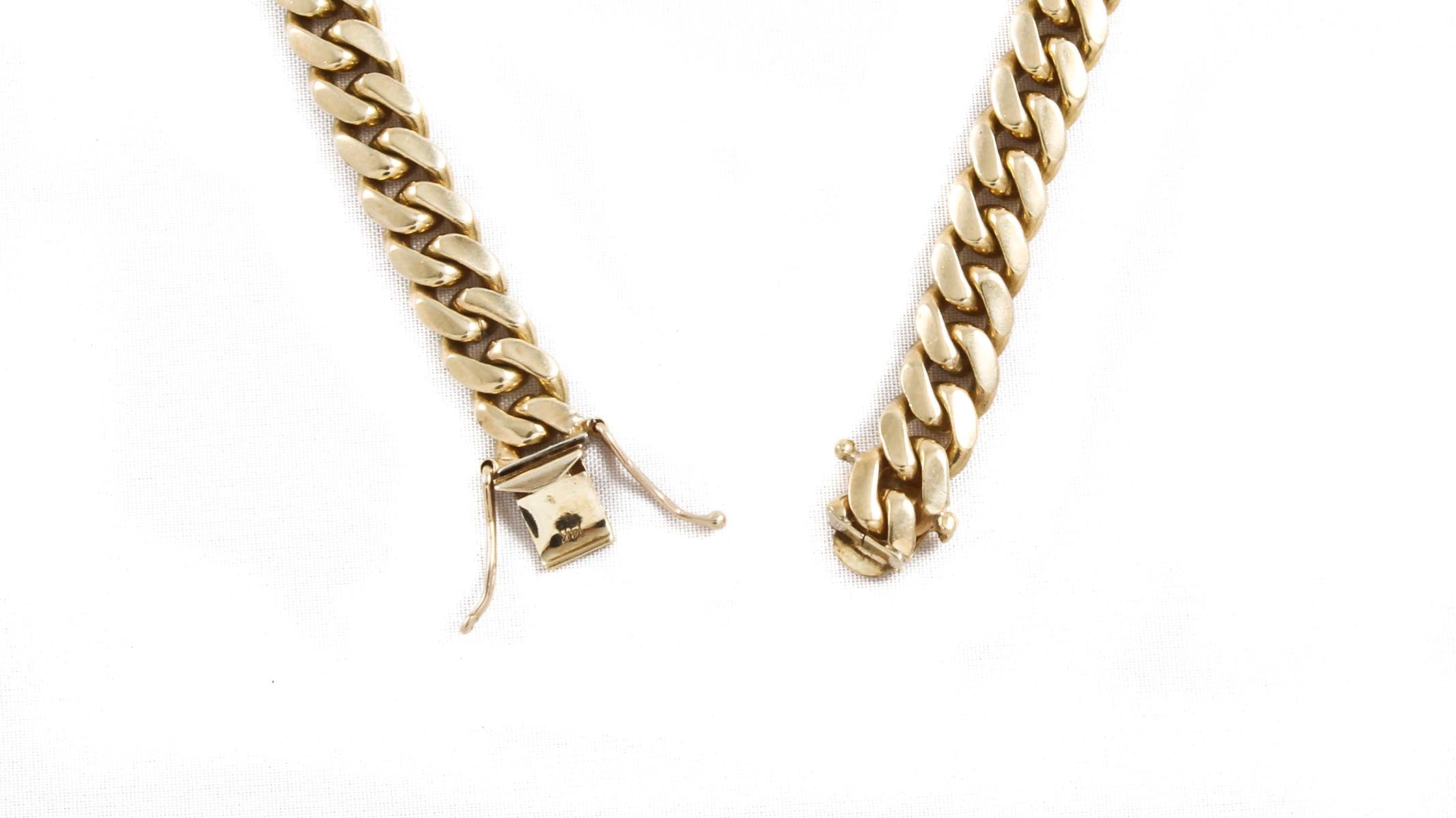 14k Yellow Gold Miami Cuban Link Chain 26" 7mm