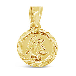 14k Yellow Gold My Guardian Angel Pendant/Angel De La Guarda Medalla - Be My Guide - Round Religious Medal