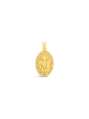 14k Yellow Gold Oval Miraculous Medal Medallion Pendant