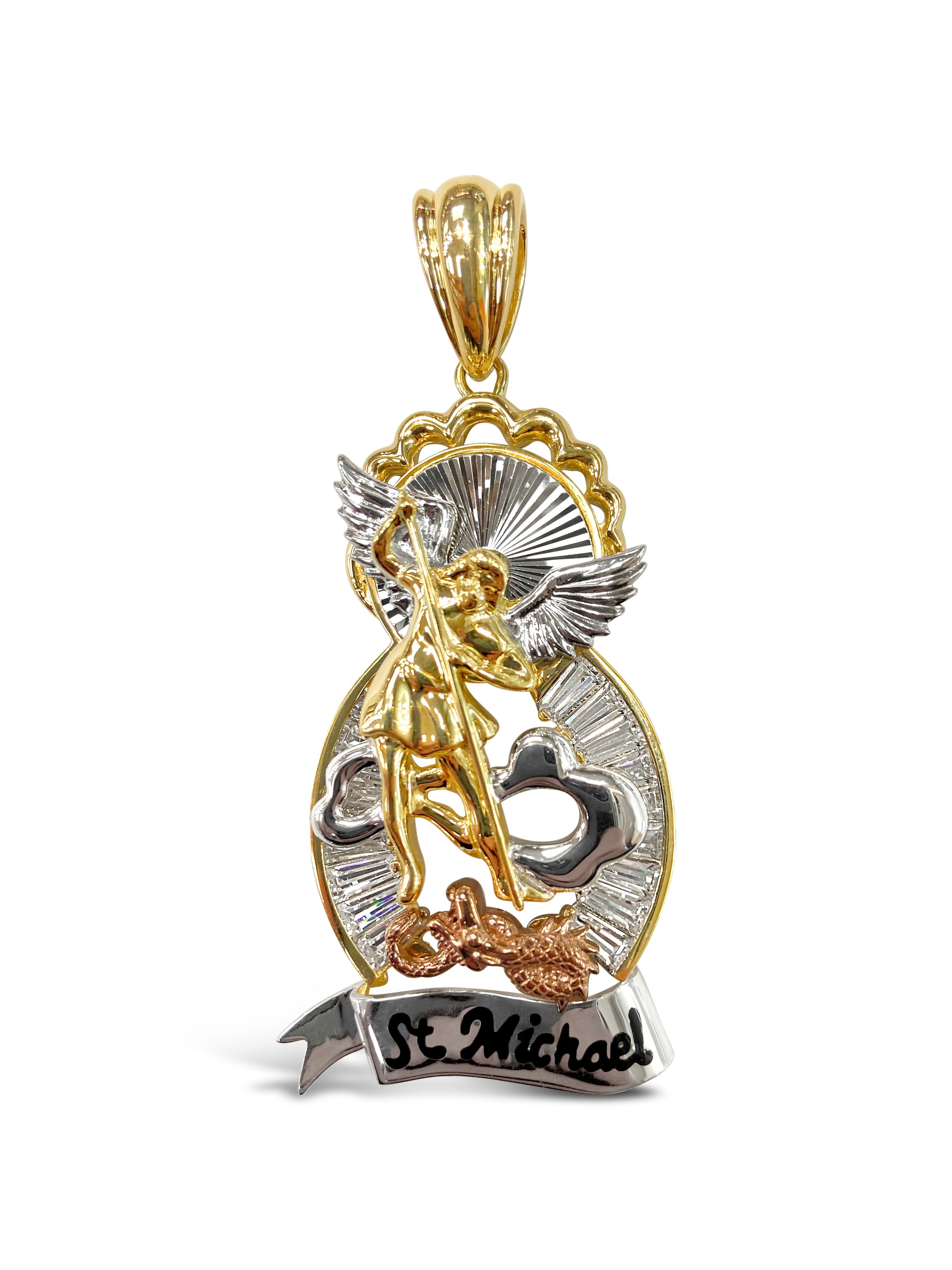 St michael 14k hot sale gold pendant