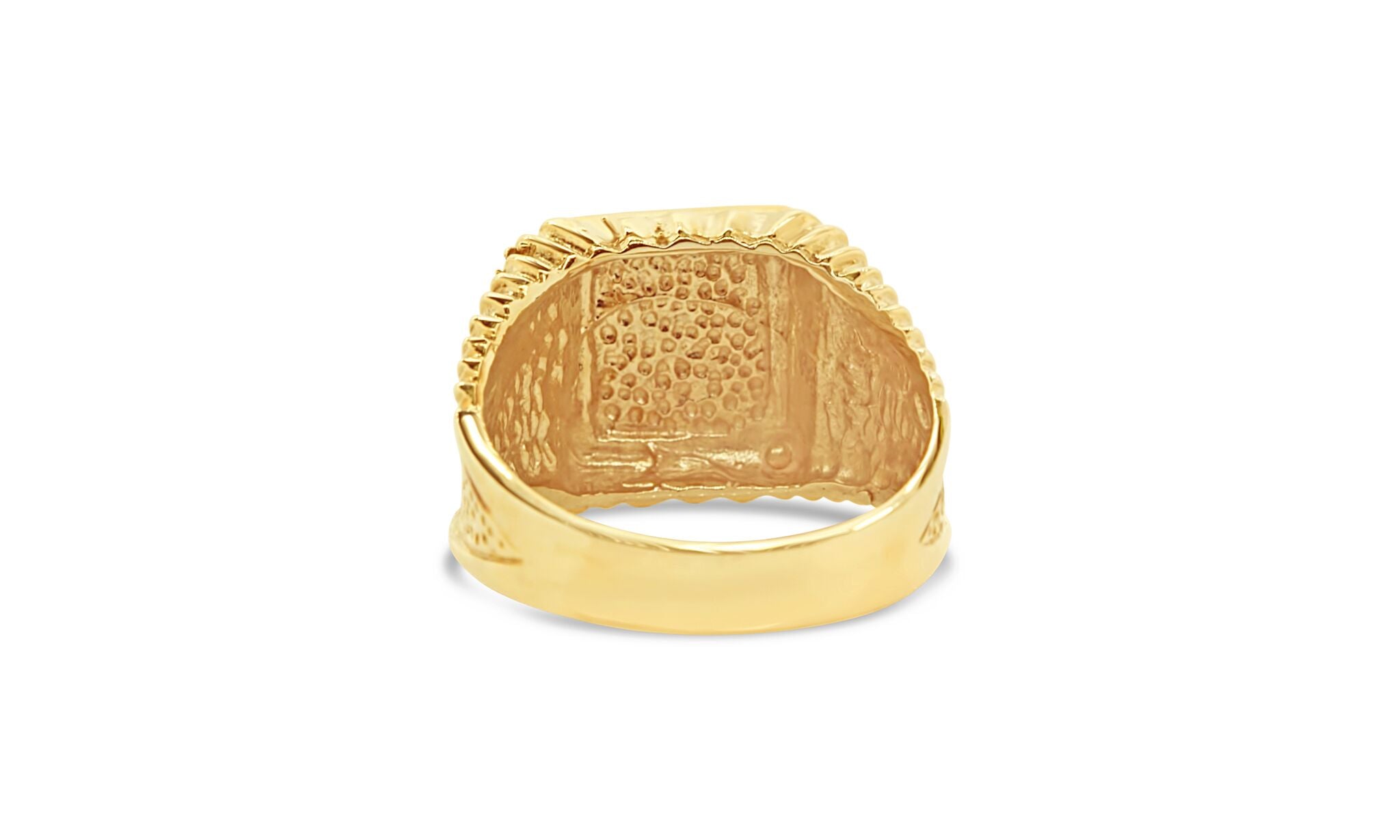 Men's Freemason Masonic Band Ring in 14k Yellow Solid Gold