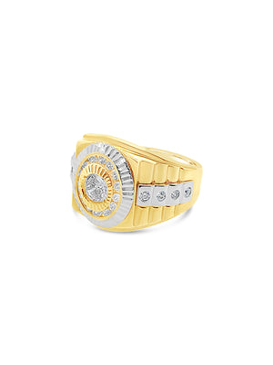 Men's Cubic Zirconia Rectangular Anniversary Ring in 14k Two-Tone Gold