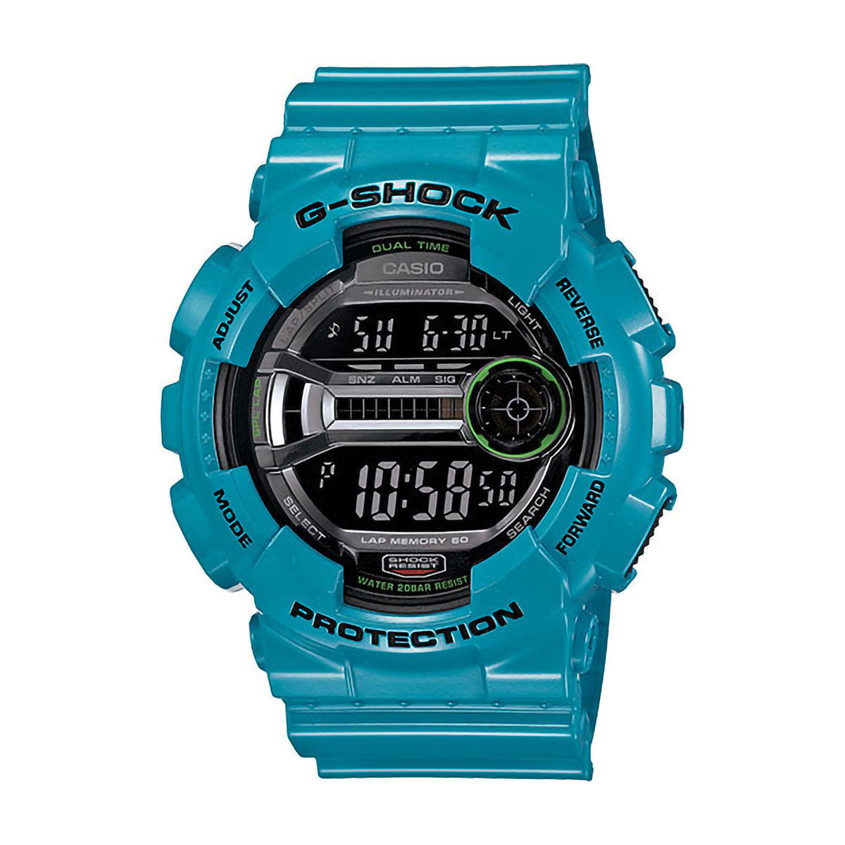 G-Shock Men's Digital Blue Resin Strap Watch 51x55mm GD110-2