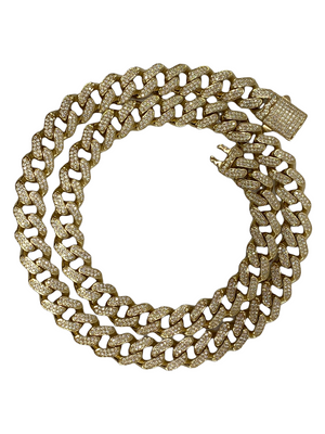 1O+MM 2-ROW ICED PRONG CURB LINK CHAIN IN 14K YELLOW GOLD