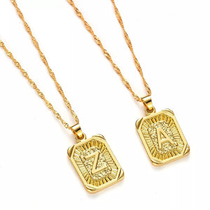 18k Initial Card Pendant Necklace