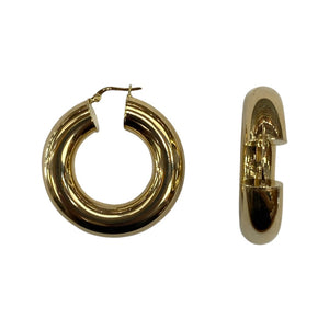 9.8mm Wide Hoop Earrings in 14k Yellow Gold