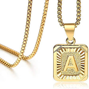 18k Initial Card Pendant Necklace