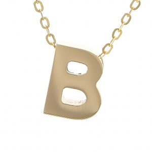 Letter B Necklace - Gold Block Letter Initial Charm